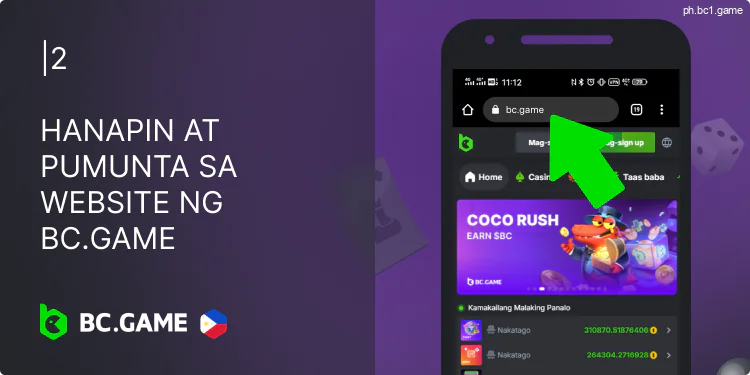 Bisitahin ang website ng BC.Game