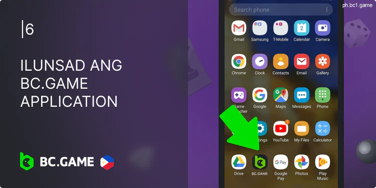 Hanapin ang icon ng BC.Game sa iyong Android device at ilunsad ito