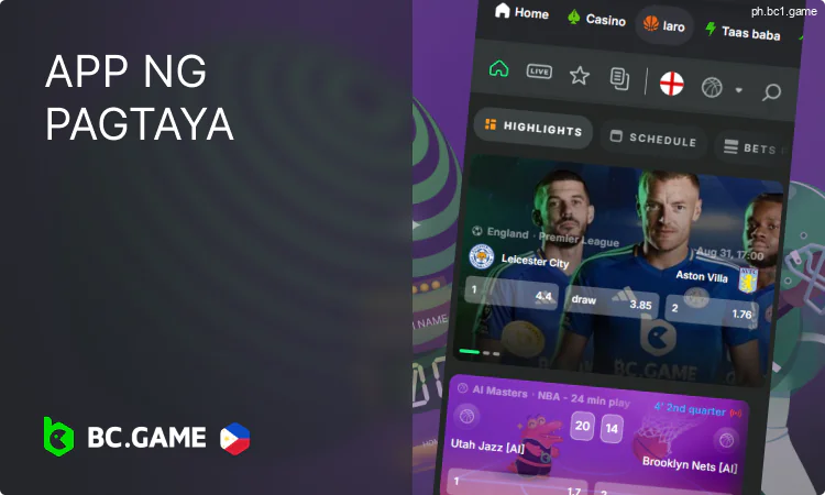 Pagtaya sa sports sa BC.Game Philippines mobile app