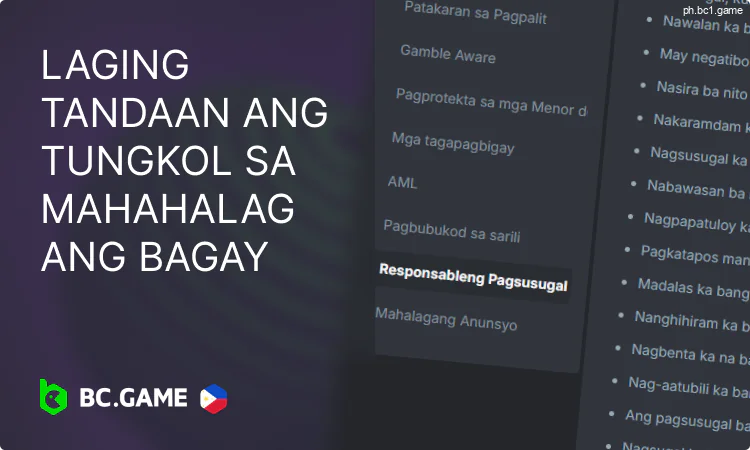 Ang pinakamahalagang bagay sa responsableng pagsusugal BC Game