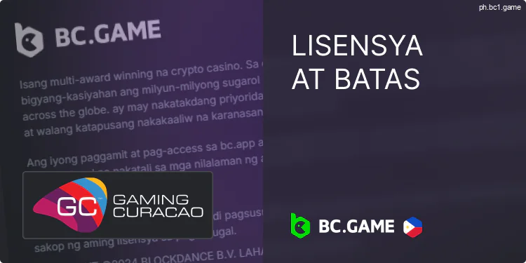 Lisensya at legalidad ng BC.Game Casino Pilipinas