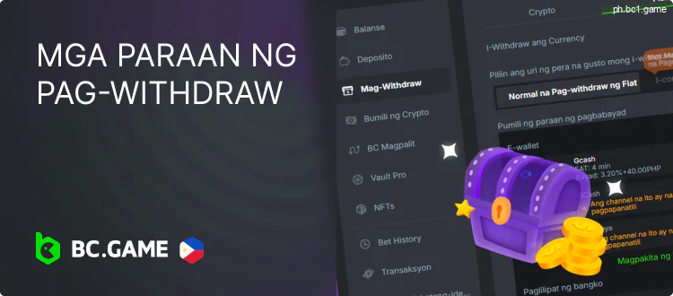 Mag-withdraw ng pera mula sa iyong BC.Game Philippines account