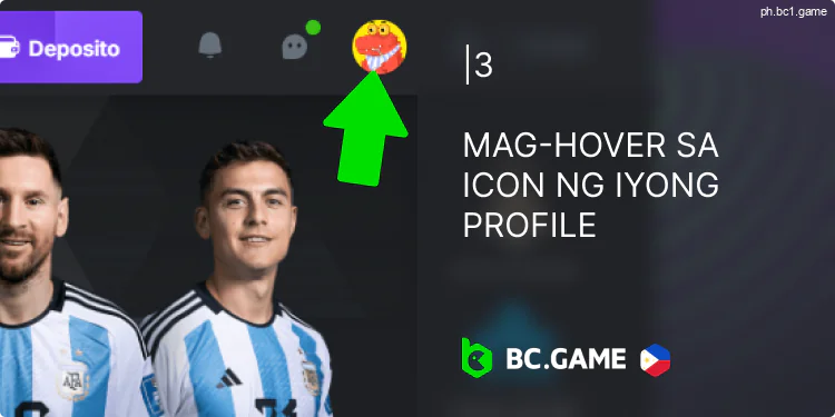 Hanapin ang icon ng iyong profile sa menu ng BC.Game